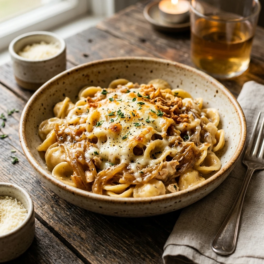 One-Pot Creamy French Onion Pasta So Cheesy