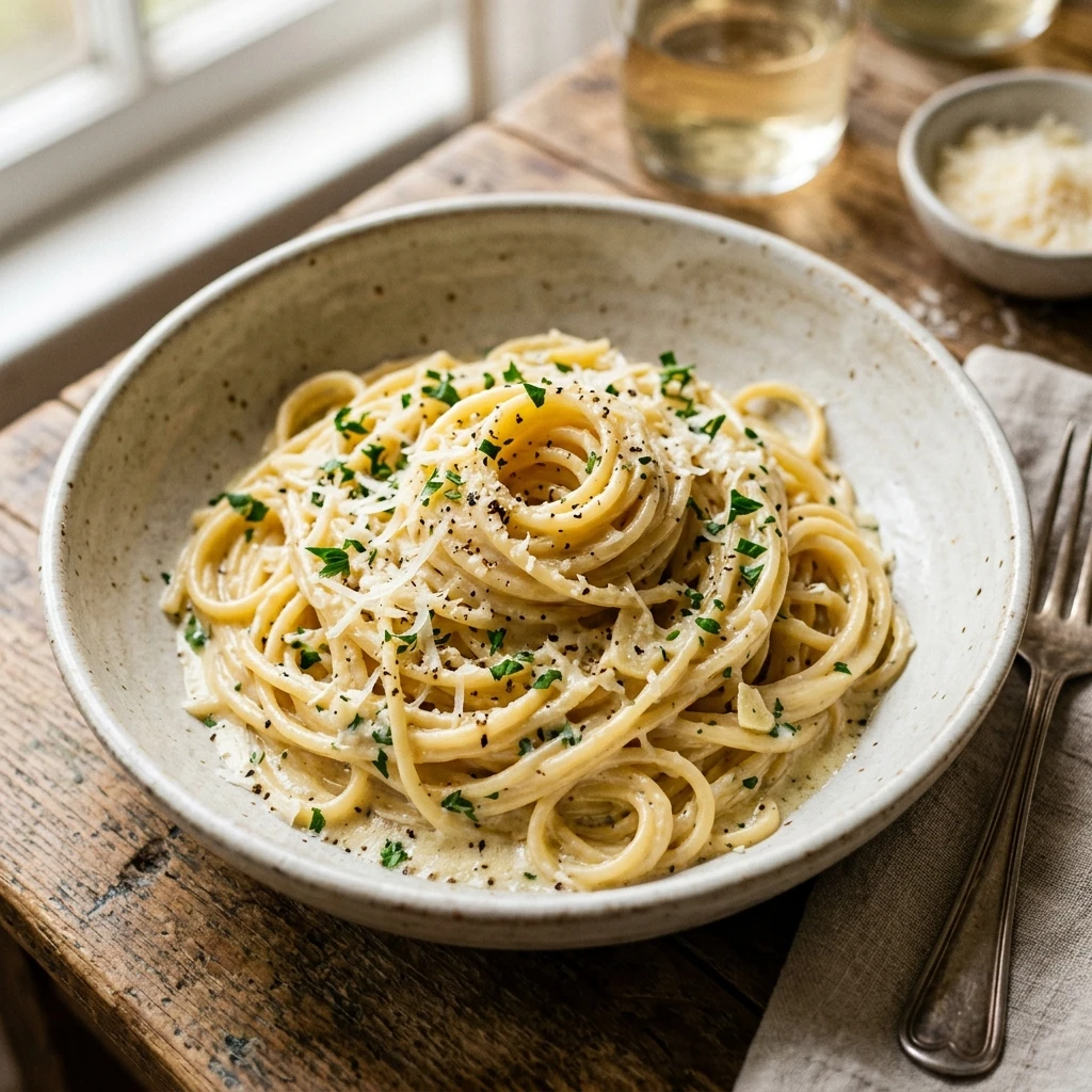 One-Pot Creamy Garlic Butter Pasta With Parmesan