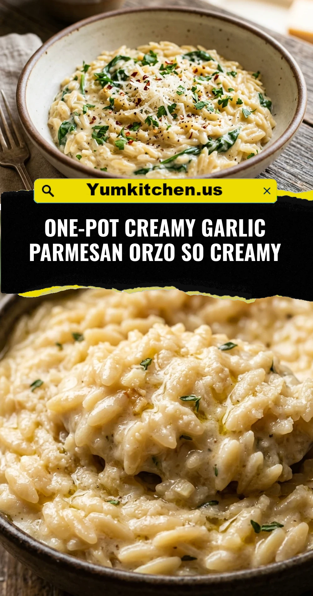 One-Pot Creamy Garlic Parmesan Orzo So Creamy