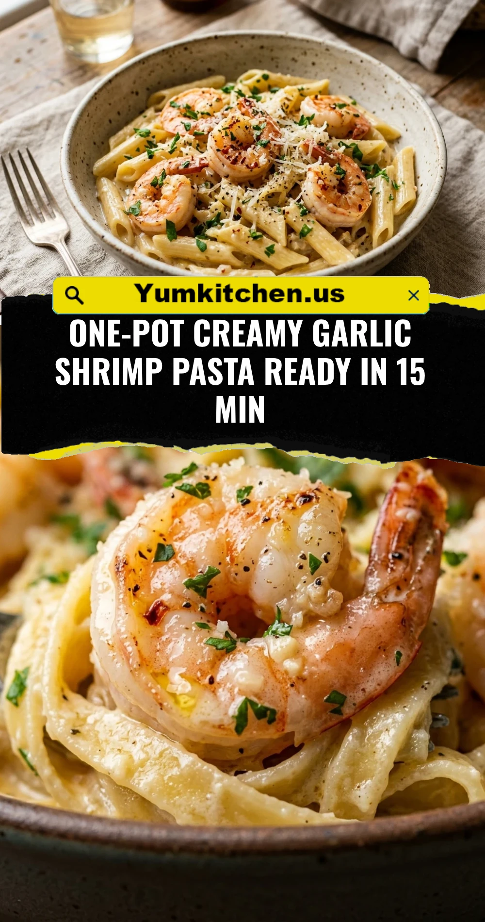 One-Pot Creamy Garlic Shrimp Pasta Ready In 15 Min