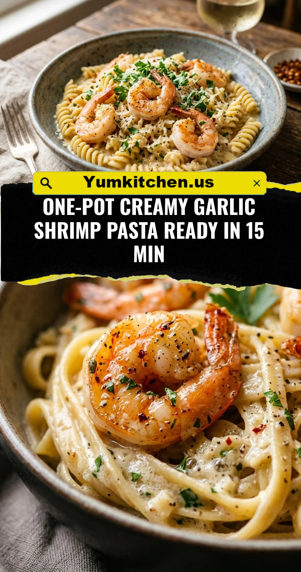 One-Pot Creamy Garlic Shrimp Pasta Ready In 15 Min