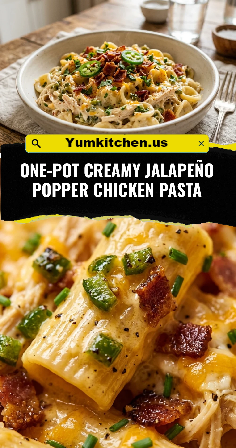 One-Pot Creamy Jalapeño Popper Chicken Pasta