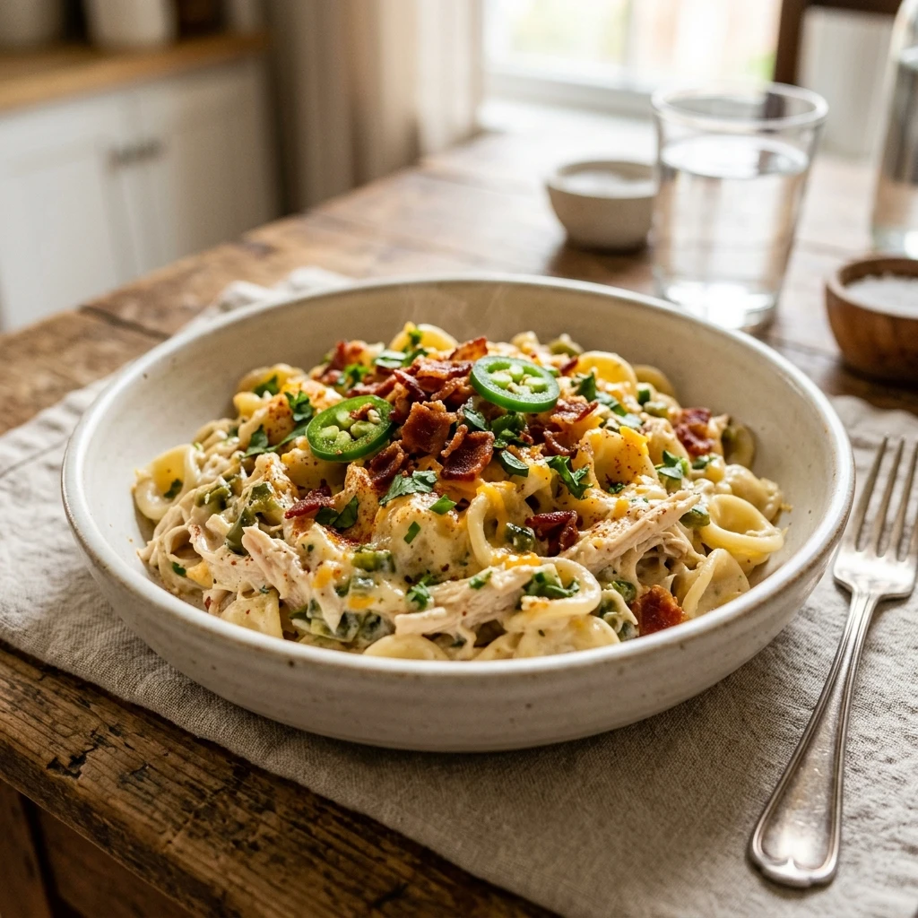 One-Pot Creamy Jalapeño Popper Chicken Pasta