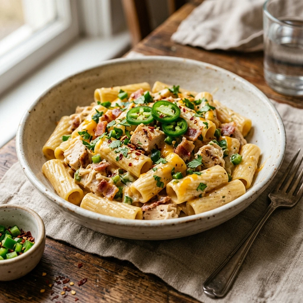 One-Pot Creamy Jalapeño Popper Chicken Pasta