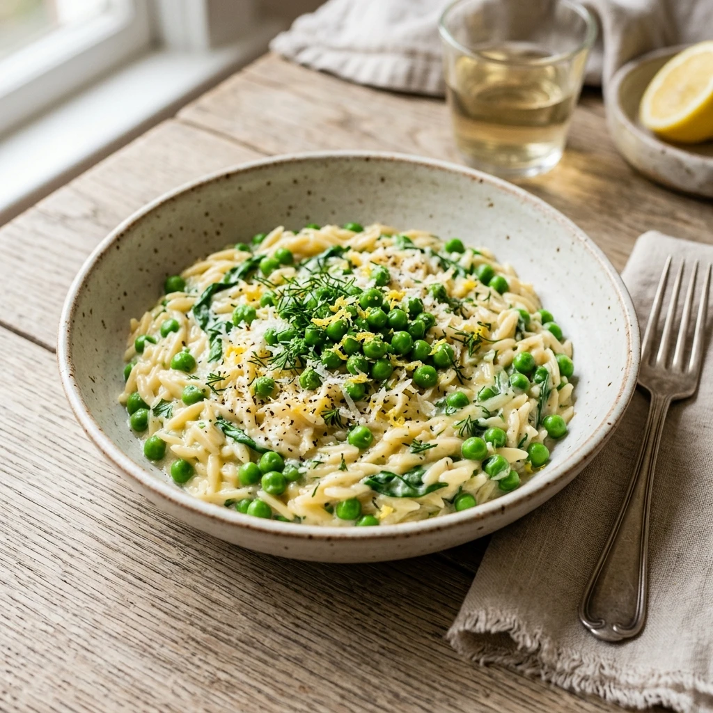 One-Pot Creamy Lemon Orzo With Peas Fresh