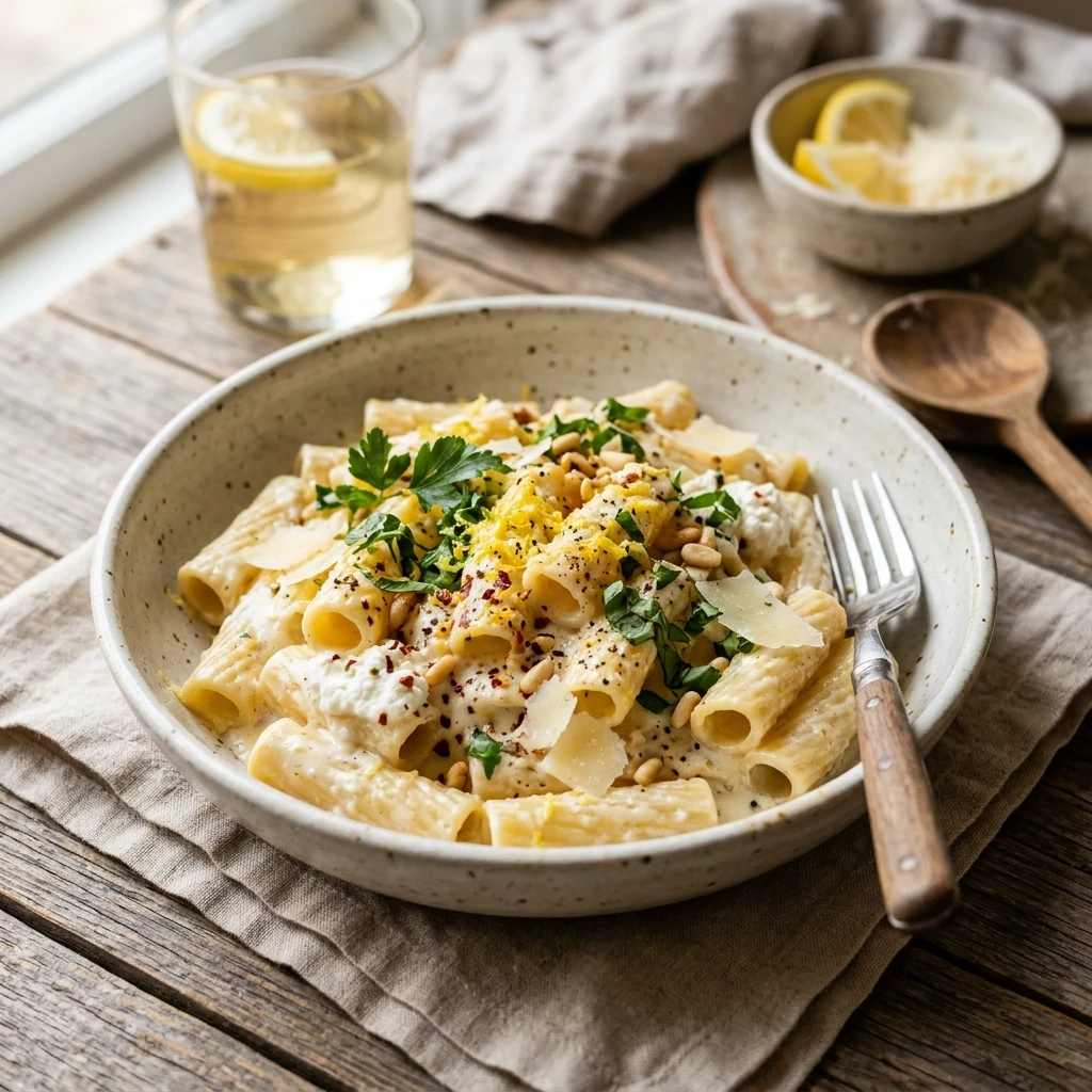 One Pot Creamy Lemon Ricotta Pasta 20 Minute Cheesy Weeknight Vegetarian