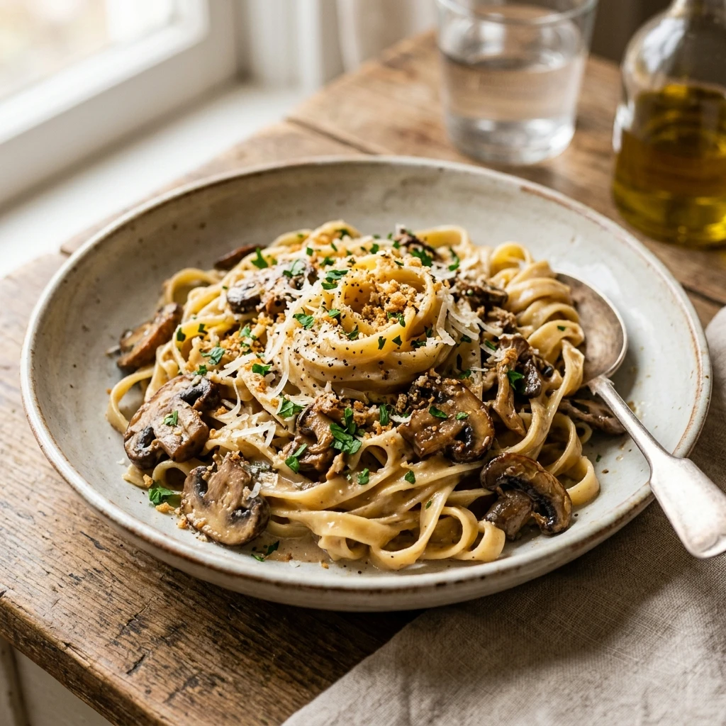 One-Pot Creamy Mushroom Pasta No Heavy Cream Needed