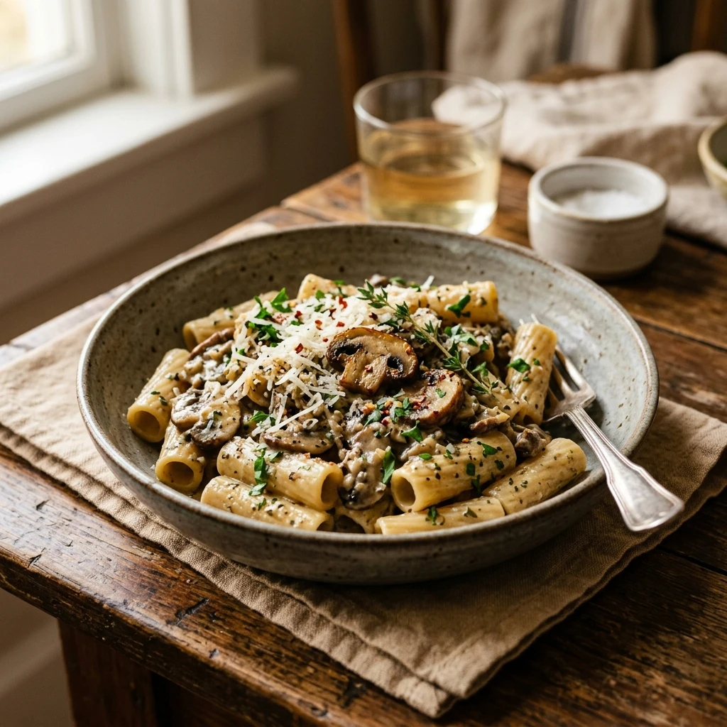 One-Pot Creamy Mushroom Pasta No Heavy Cream Needed