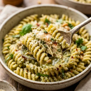 One-Pot Creamy Pesto Chicken Pasta Meal Prep
