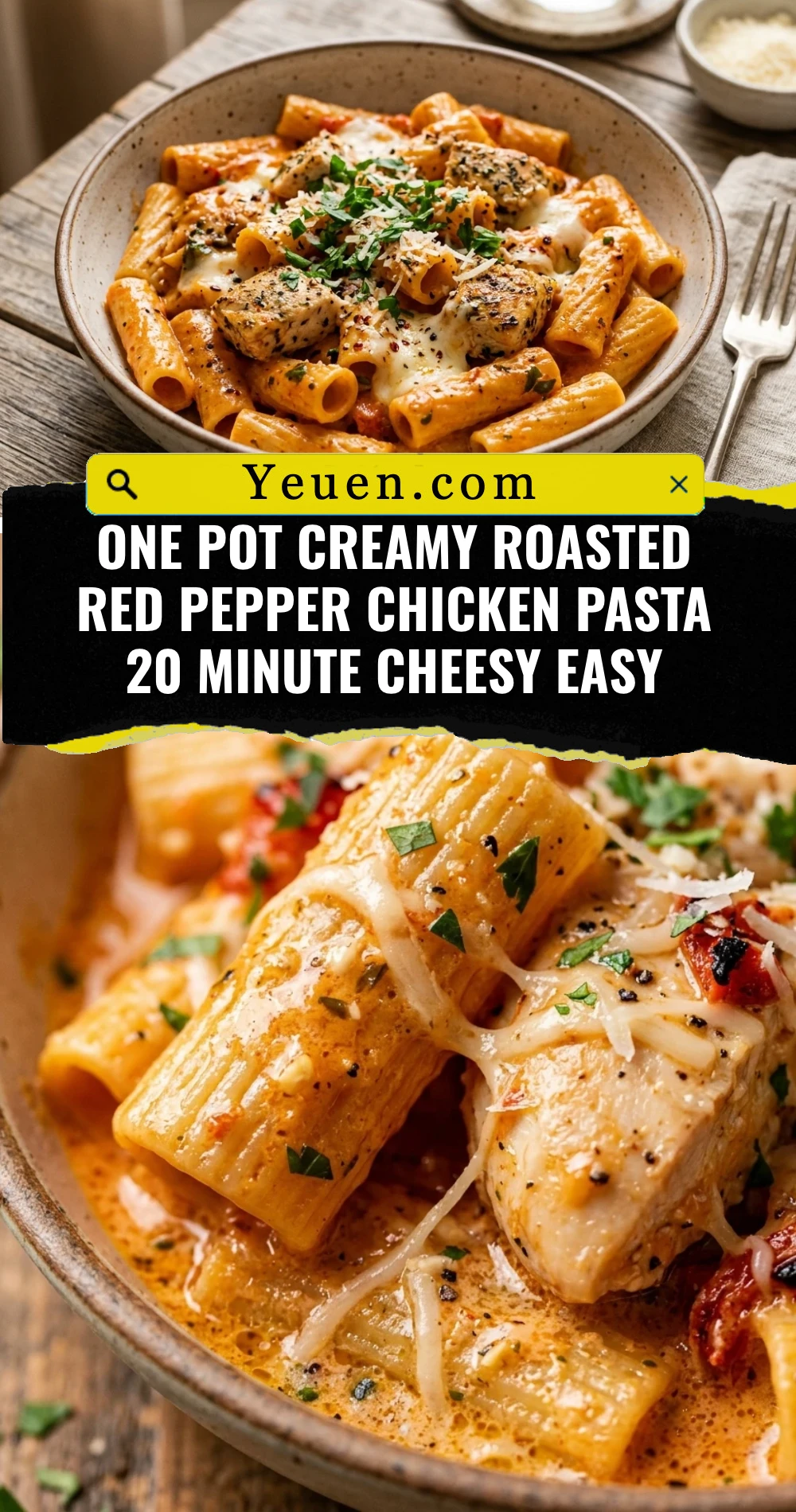 One Pot Creamy Roasted Red Pepper Chicken Pasta 20 Minute Cheesy Easy