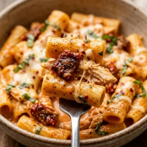 One Pot Creamy Sun Dried Tomato Chicken Pasta 20 Minute Cheesy Easy