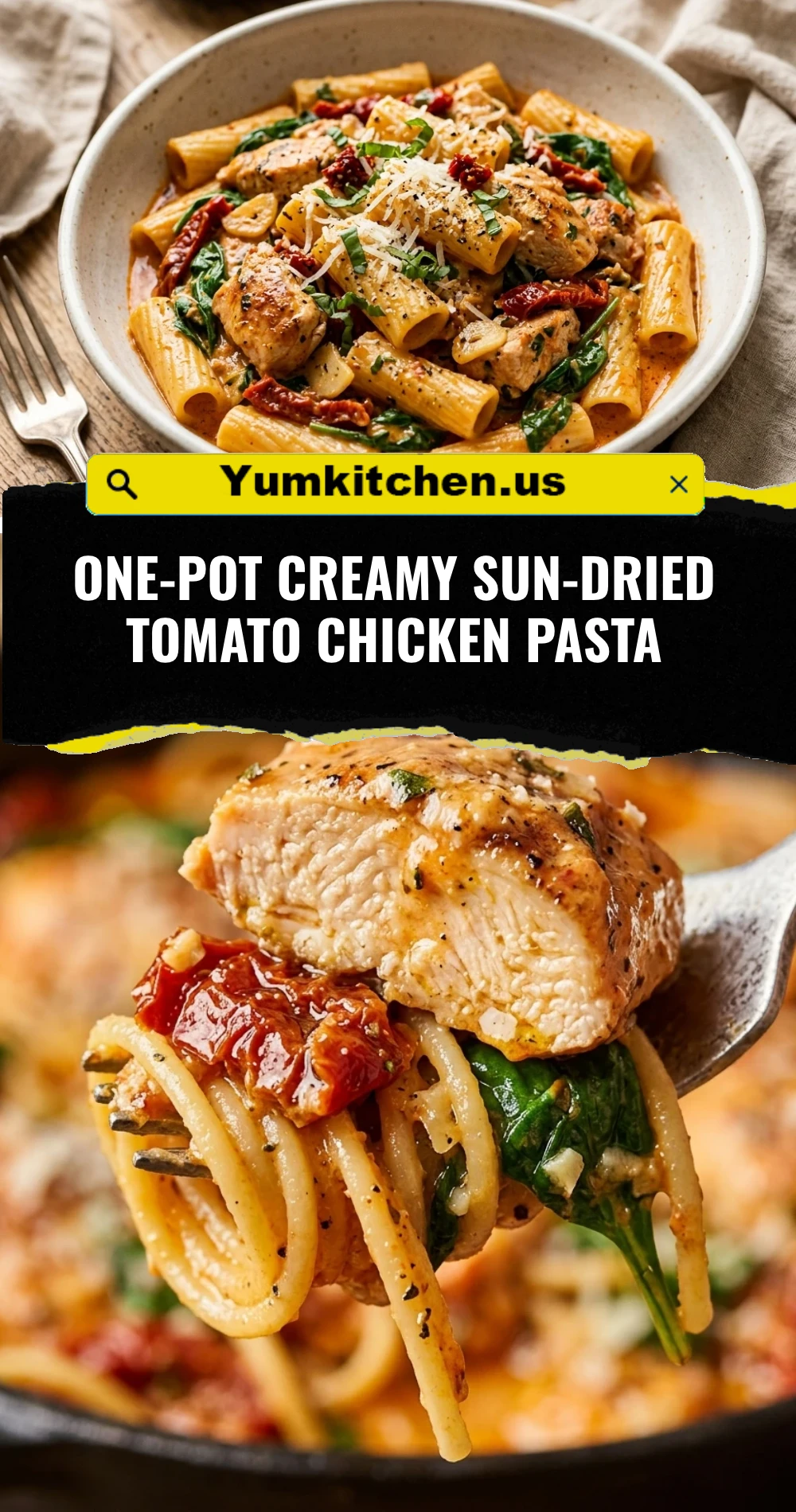 One-Pot Creamy Sun-Dried Tomato Chicken Pasta