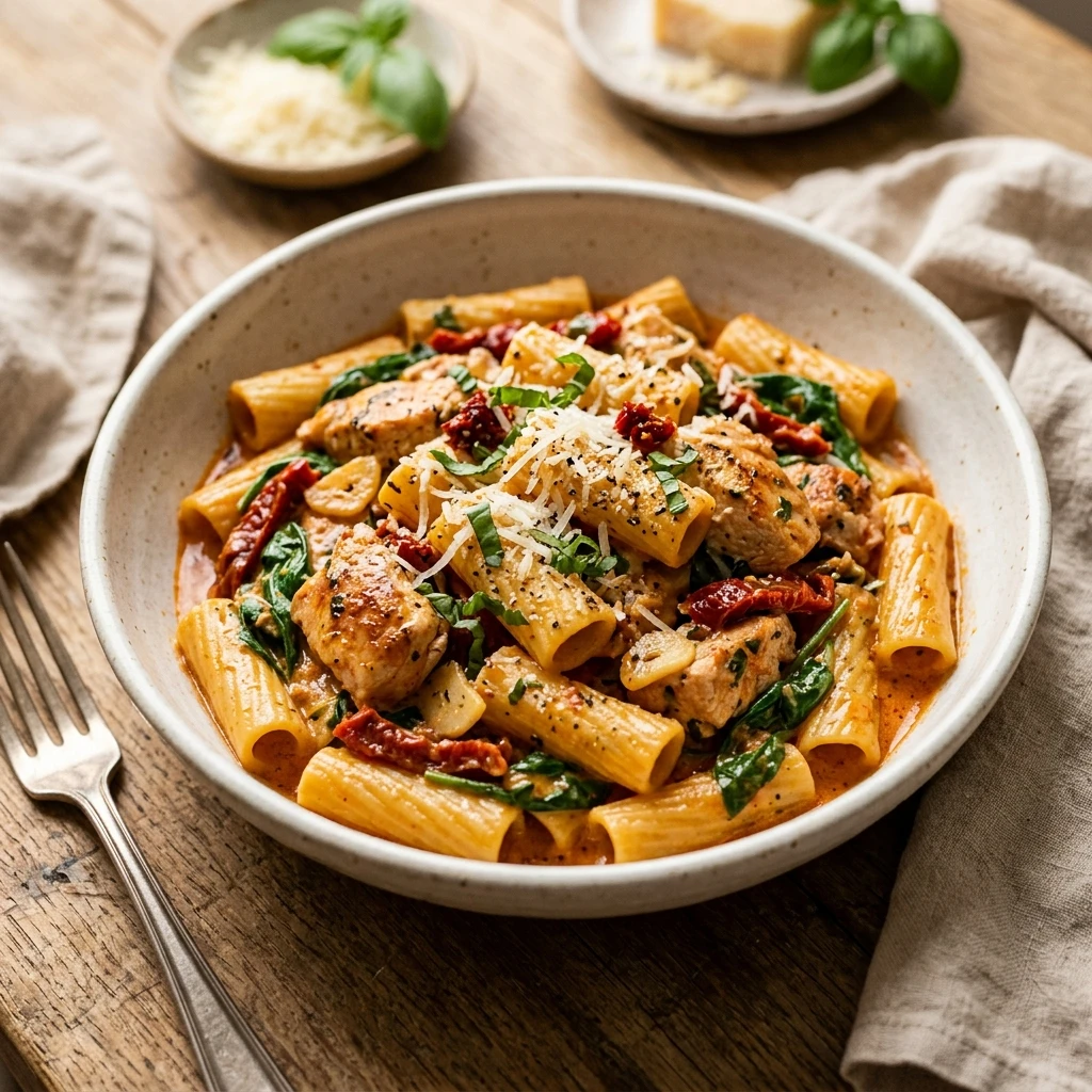 One-Pot Creamy Sun-Dried Tomato Chicken Pasta