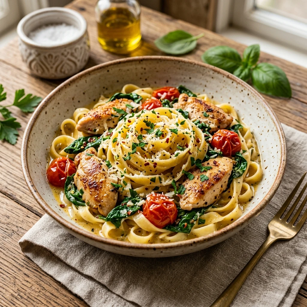 One-Pot Garlic Butter Chicken Pasta 20 Minute