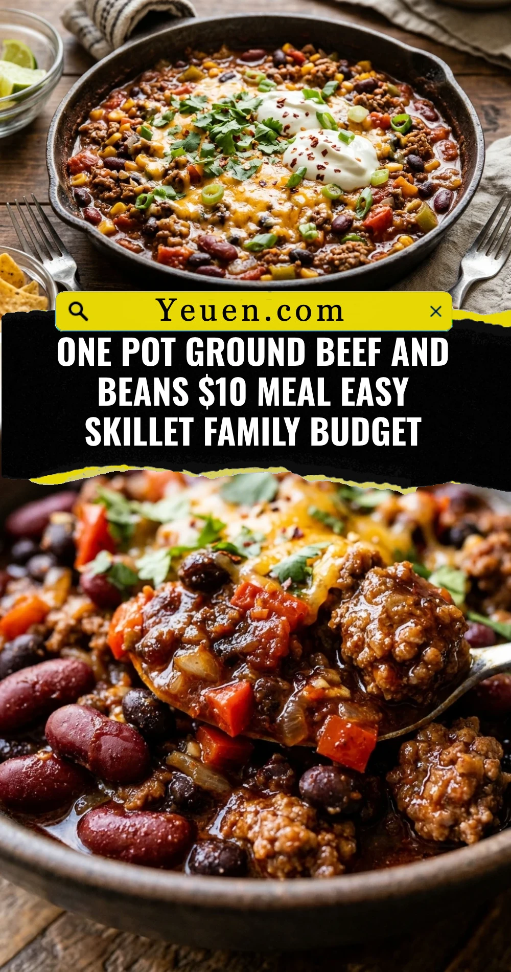 One Pot Ground Beef And Beans $10 Meal Easy Skillet Family Budget