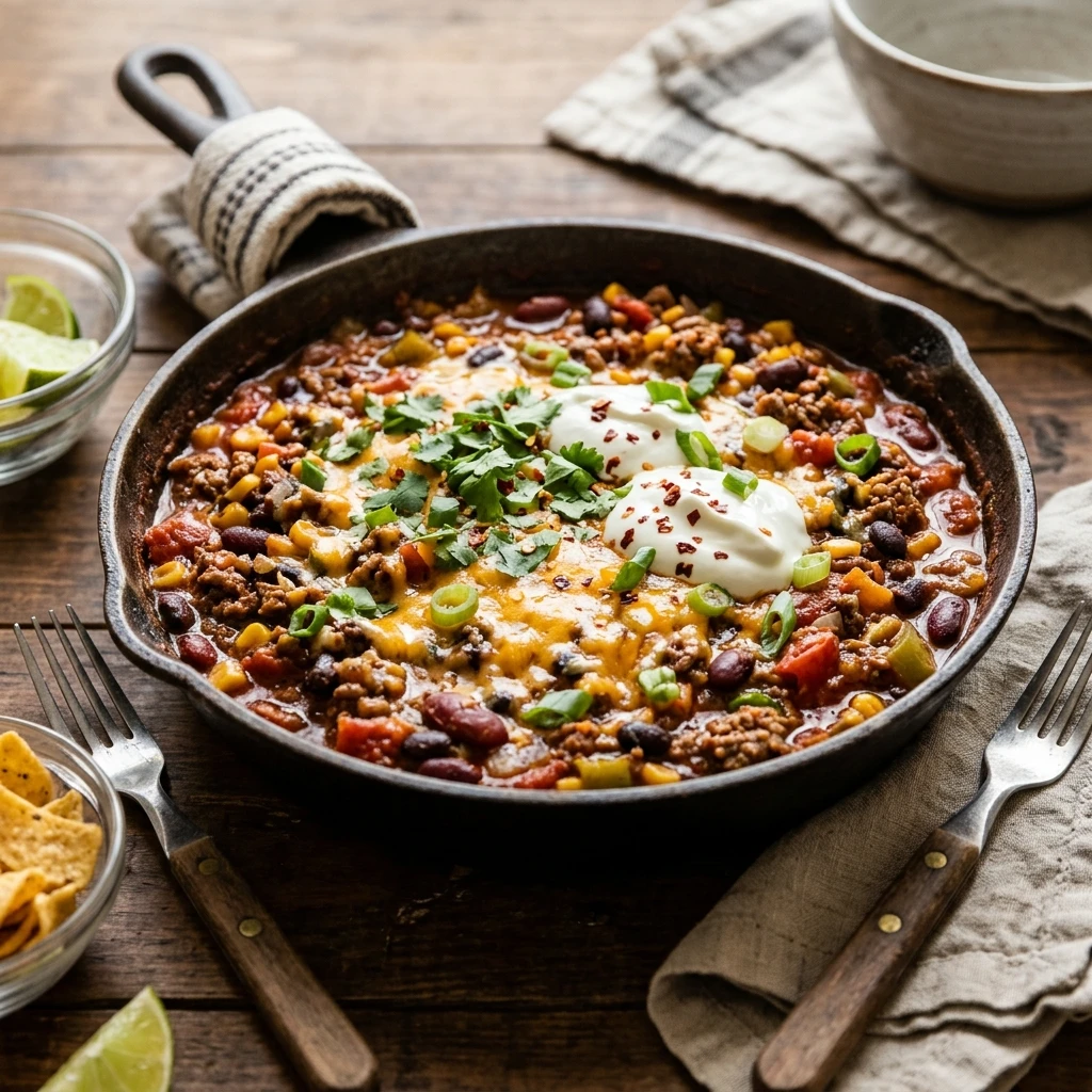 One Pot Ground Beef And Beans $10 Meal Easy Skillet Family Budget