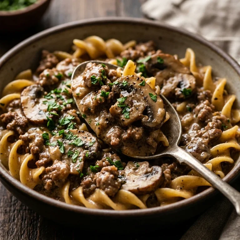 One-Pot Ground Beef And Mushroom Stroganoff Creamy