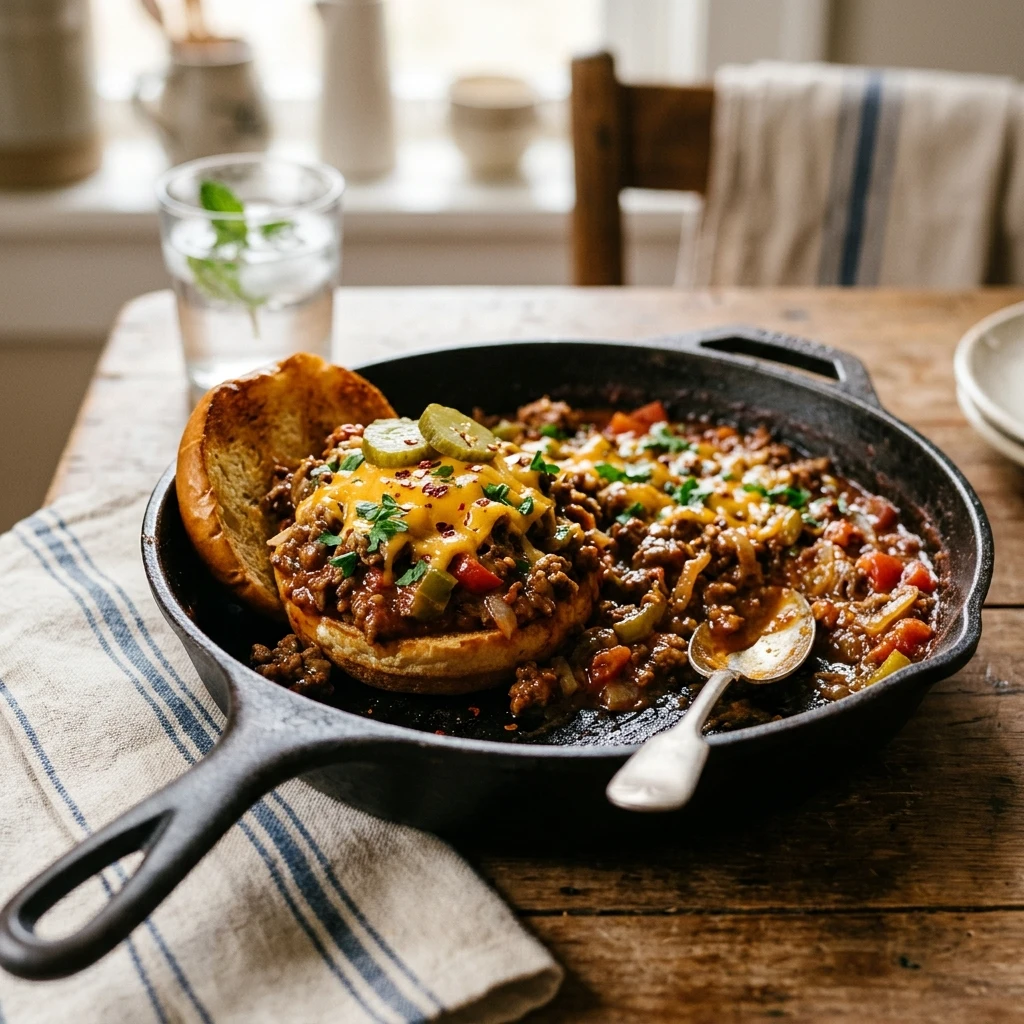 One Pot Ground Beef Sloppy Joe $10 Meal Easy Skillet Family Budget