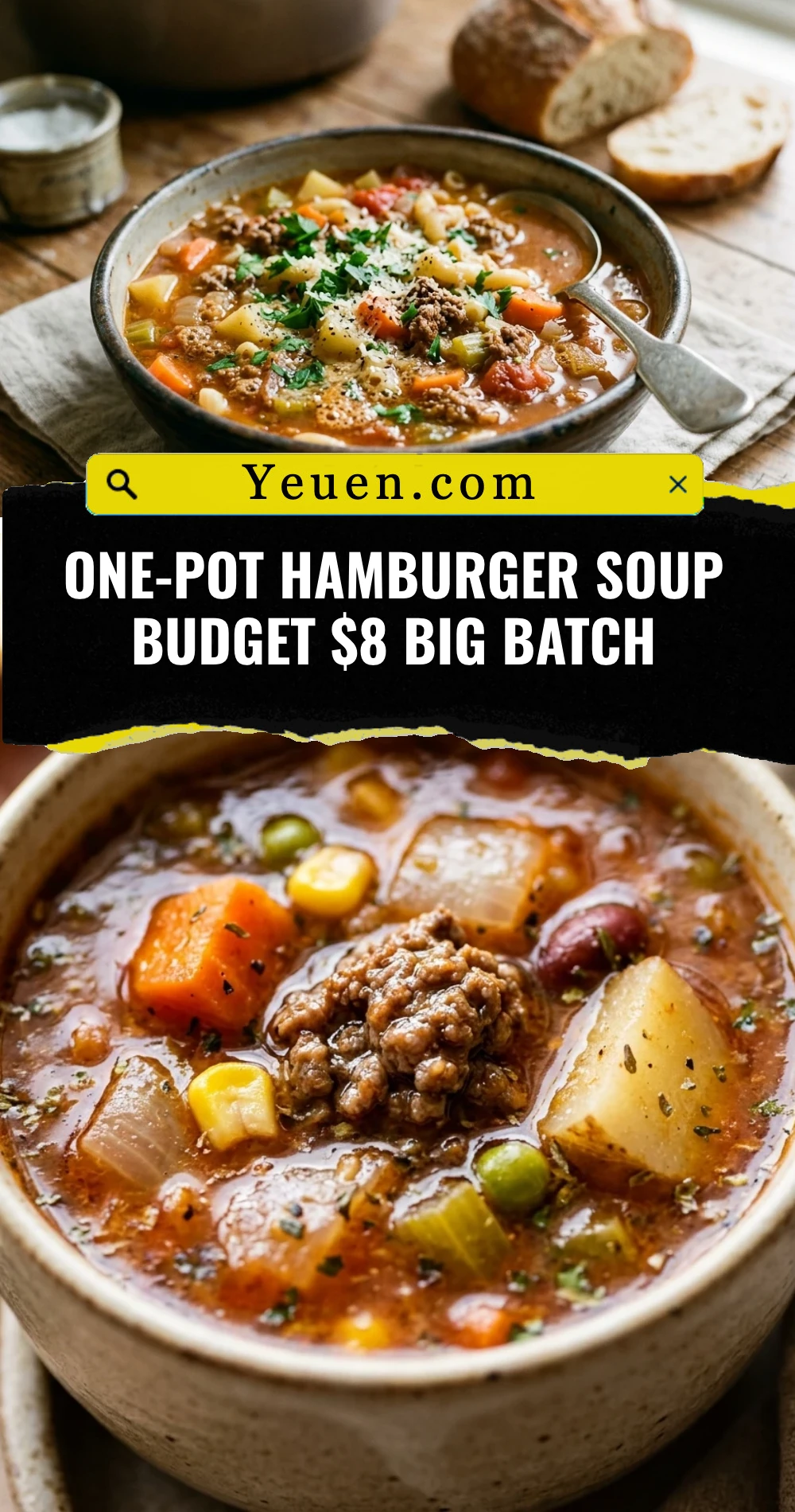 One-Pot Hamburger Soup Budget $8 Big Batch