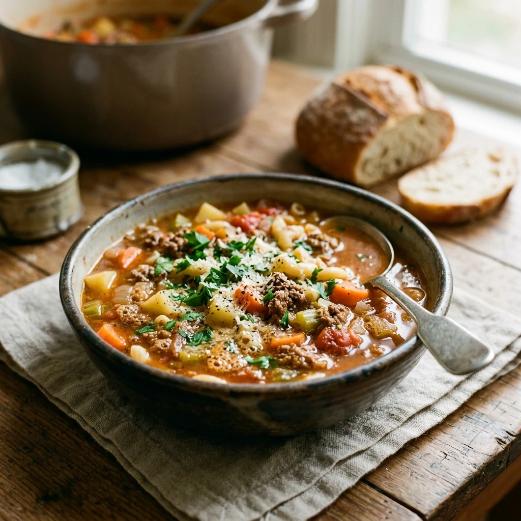 One-Pot Hamburger Soup Budget $8 Big Batch