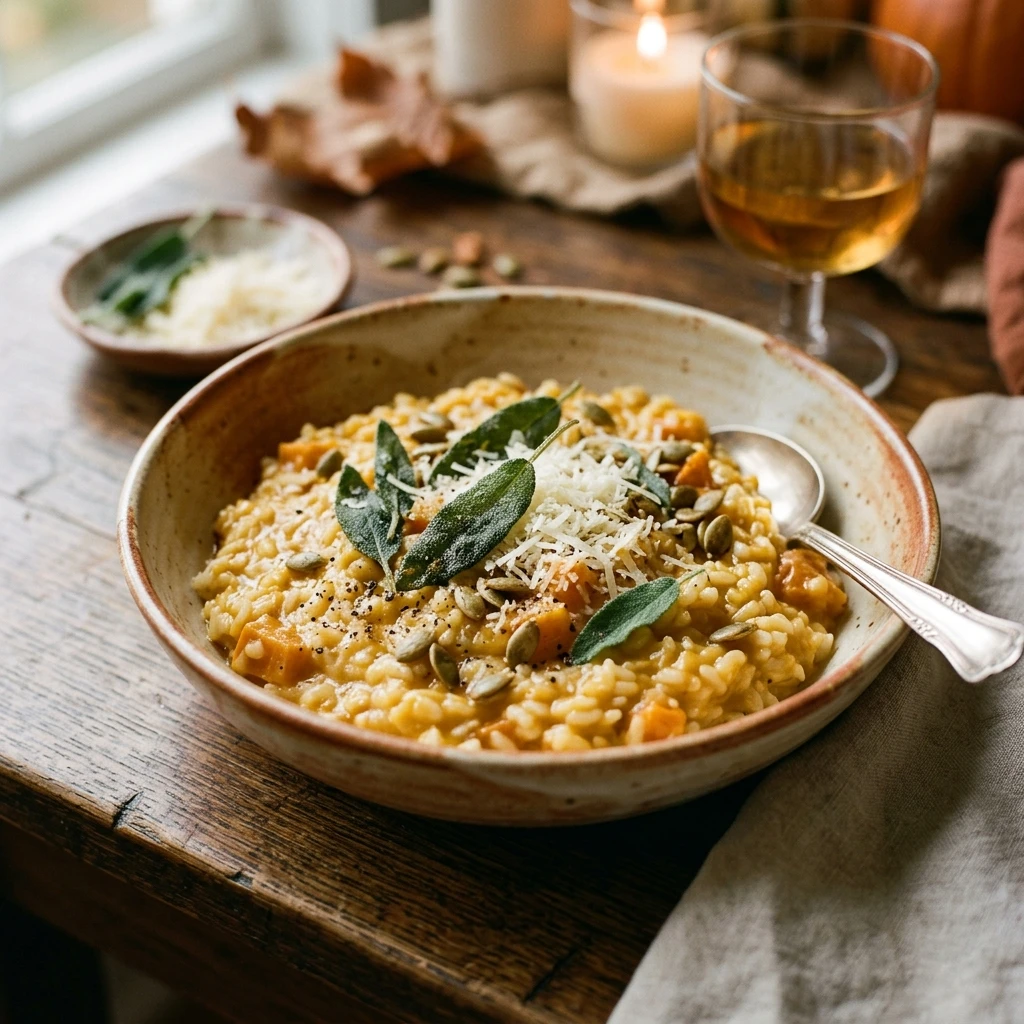 One Pot Pumpkin Risotto With Parmesan And Sage Fall Dinner