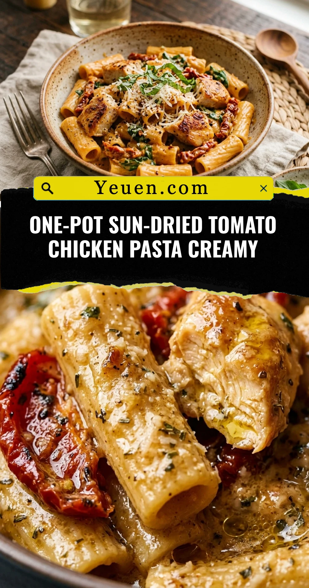 One-Pot Sun-Dried Tomato Chicken Pasta Creamy