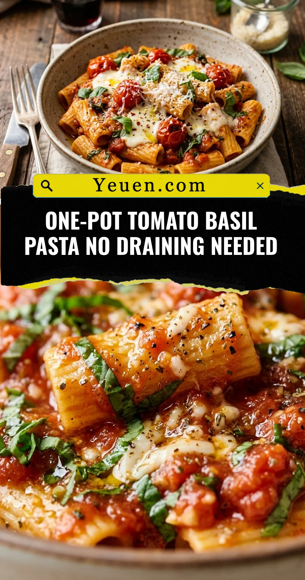 One-Pot Tomato Basil Pasta No Draining Needed