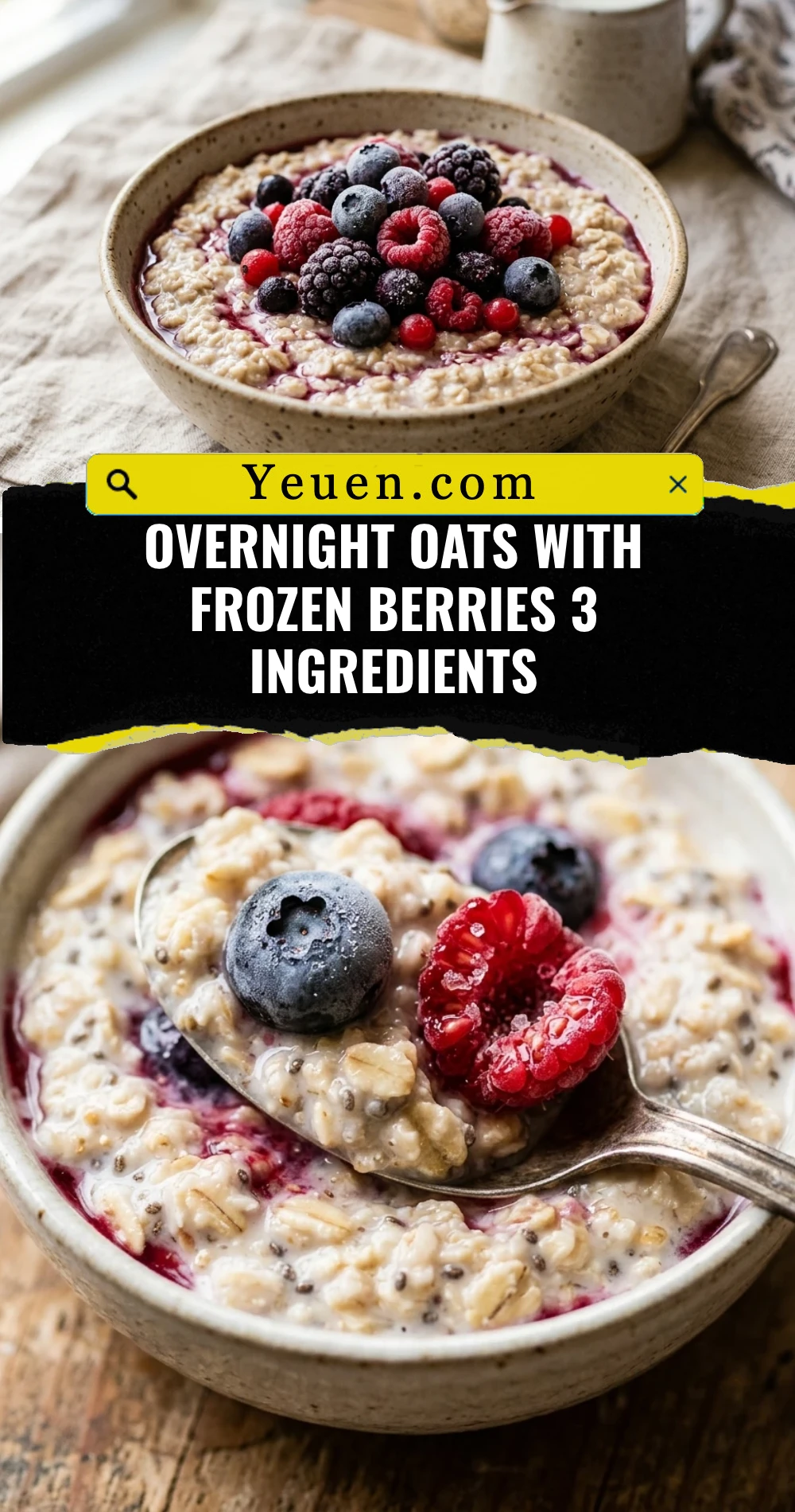 Overnight Oats With Frozen Berries 3 Ingredients