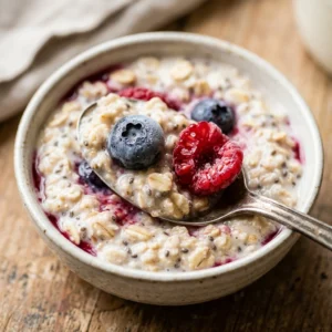 Overnight Oats With Frozen Berries 3 Ingredients