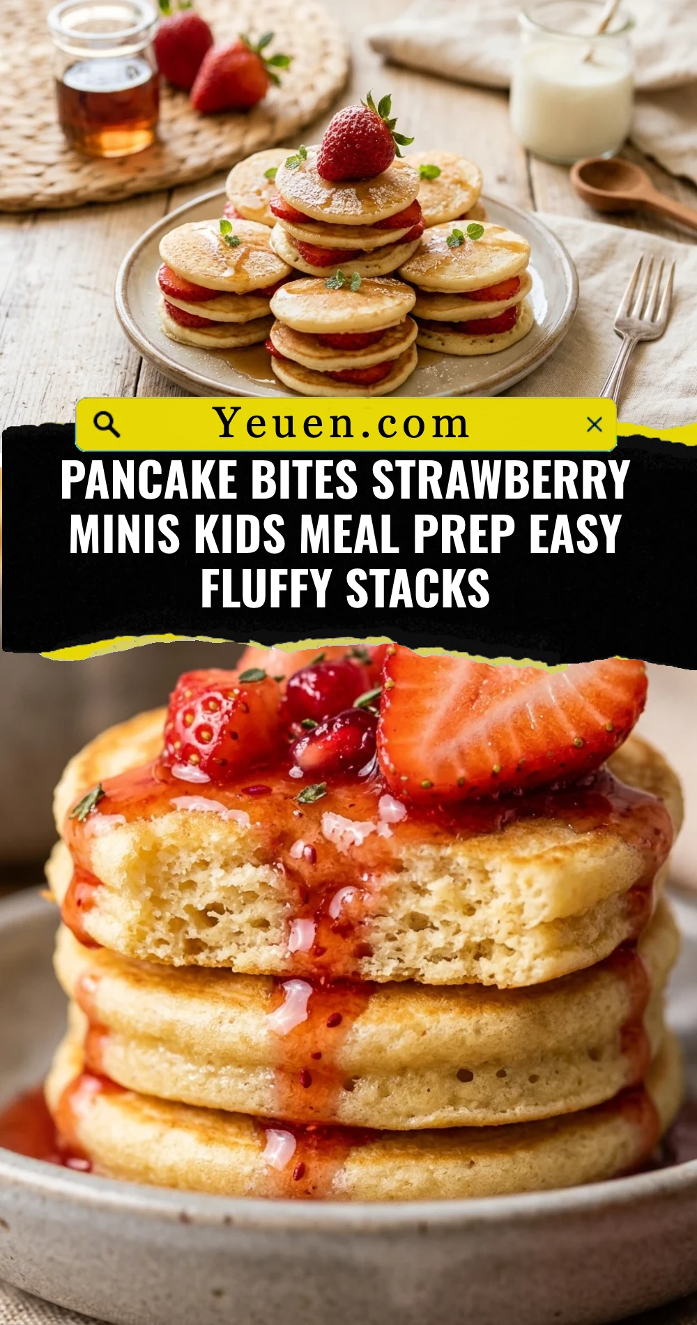 Pancake Bites Strawberry Minis Kids Meal Prep Easy Fluffy Stacks