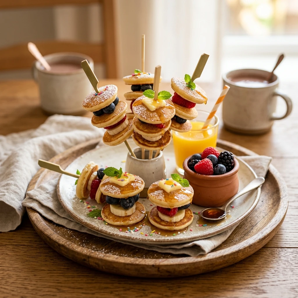 Pancake Minis On A Stick Kids Breakfast