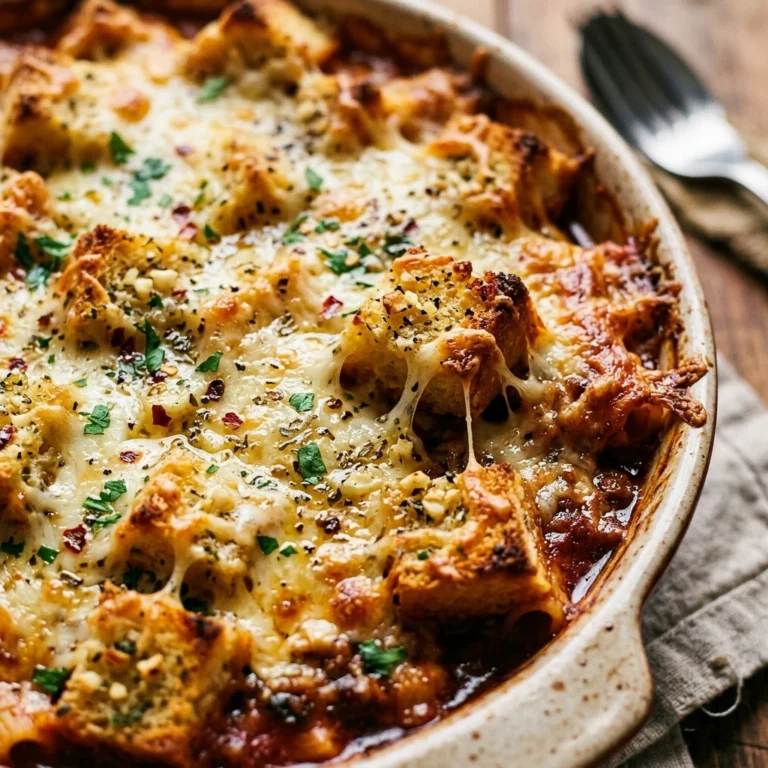 Pasta Bake Casserole Cheesy Garlic Bread Top Easy