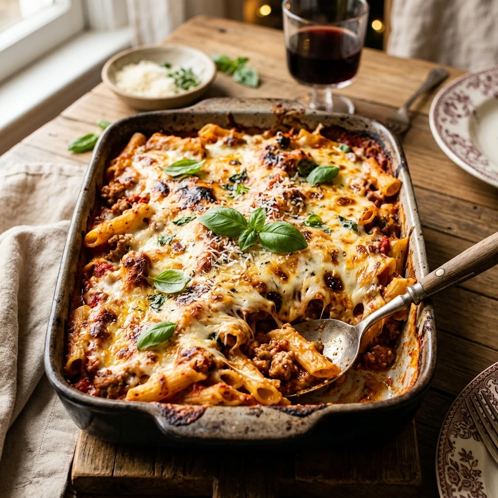 Pasta Casserole Baked Ziti Cheesy Family