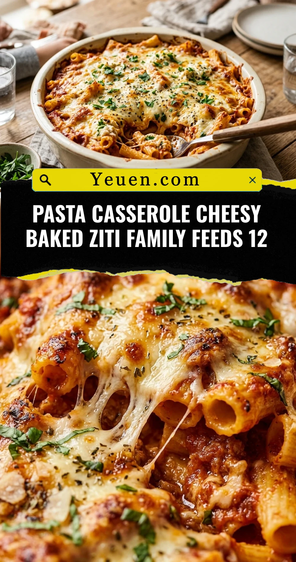 Pasta Casserole Cheesy Baked Ziti Family Feeds 12