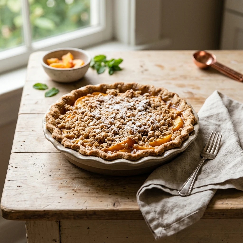 Peach Crumble Pie No Rolling Easy