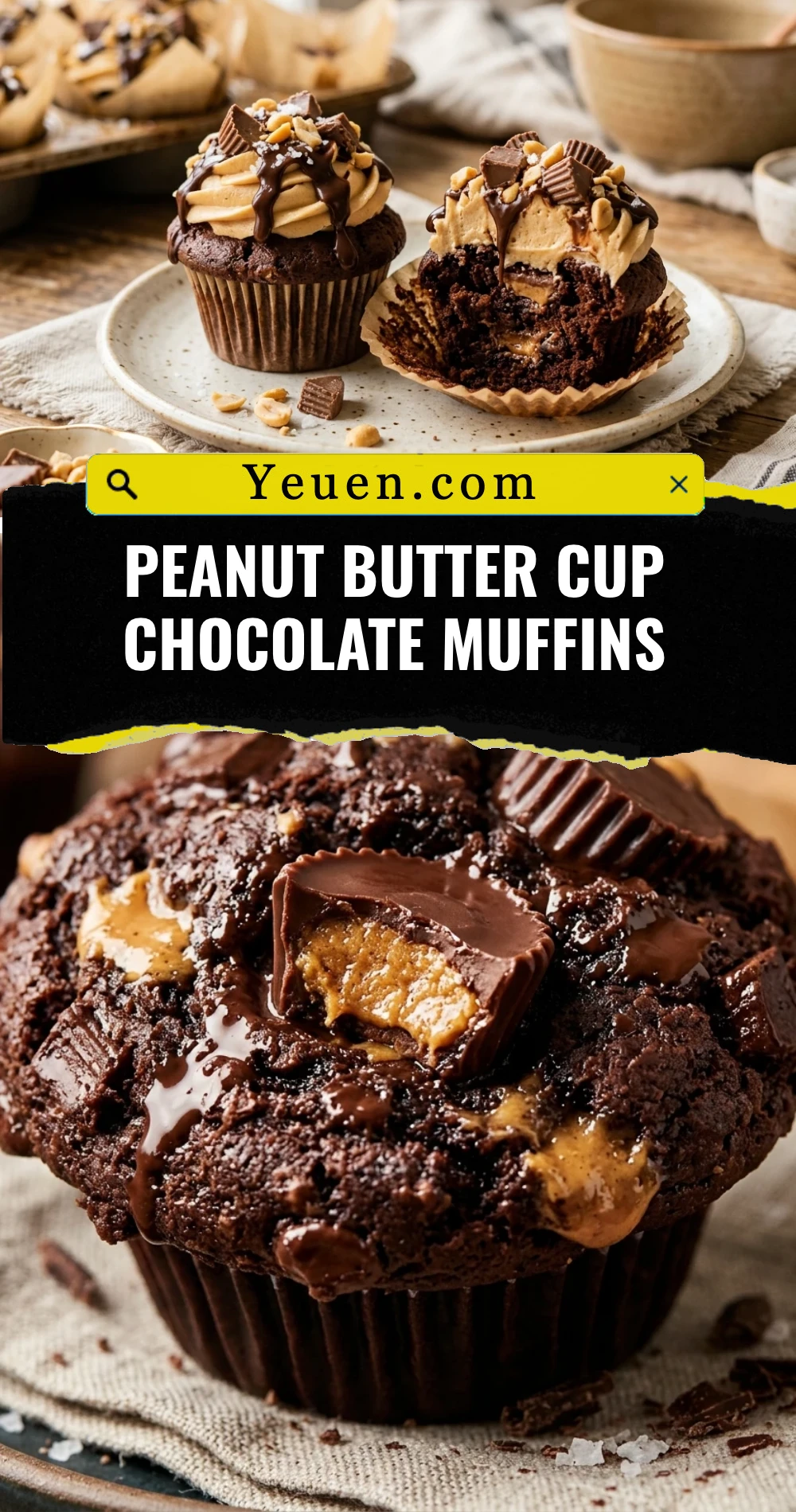 Peanut Butter Cup Chocolate Muffins