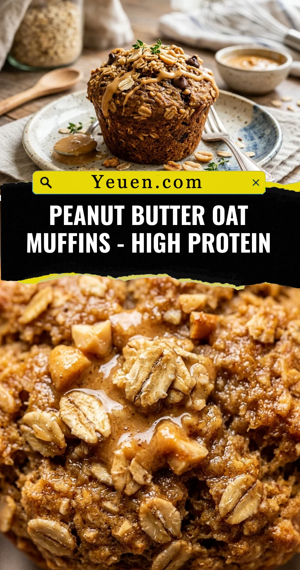 Peanut Butter Oat Muffins - High Protein