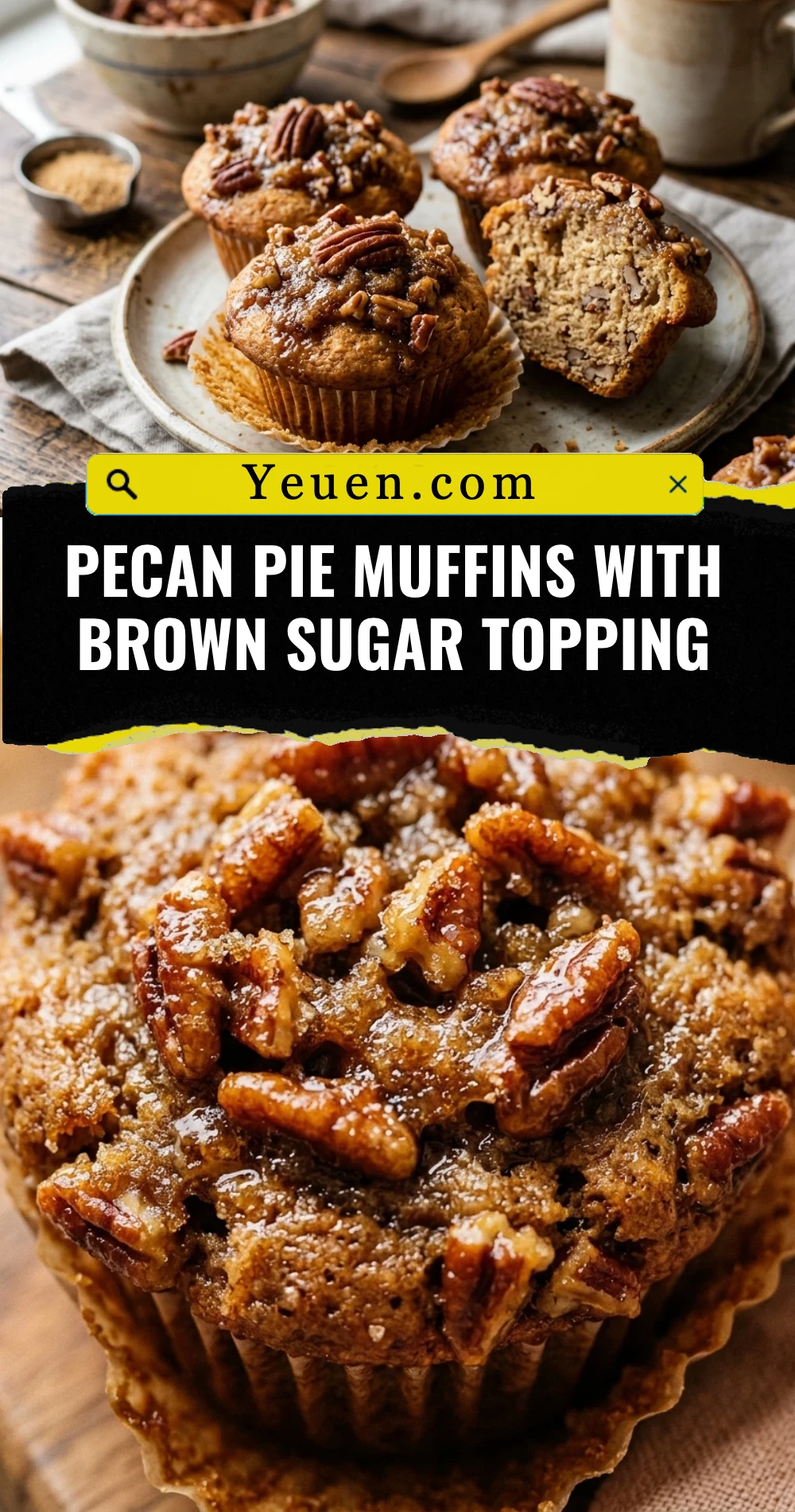 Pecan Pie Muffins with Brown Sugar Topping