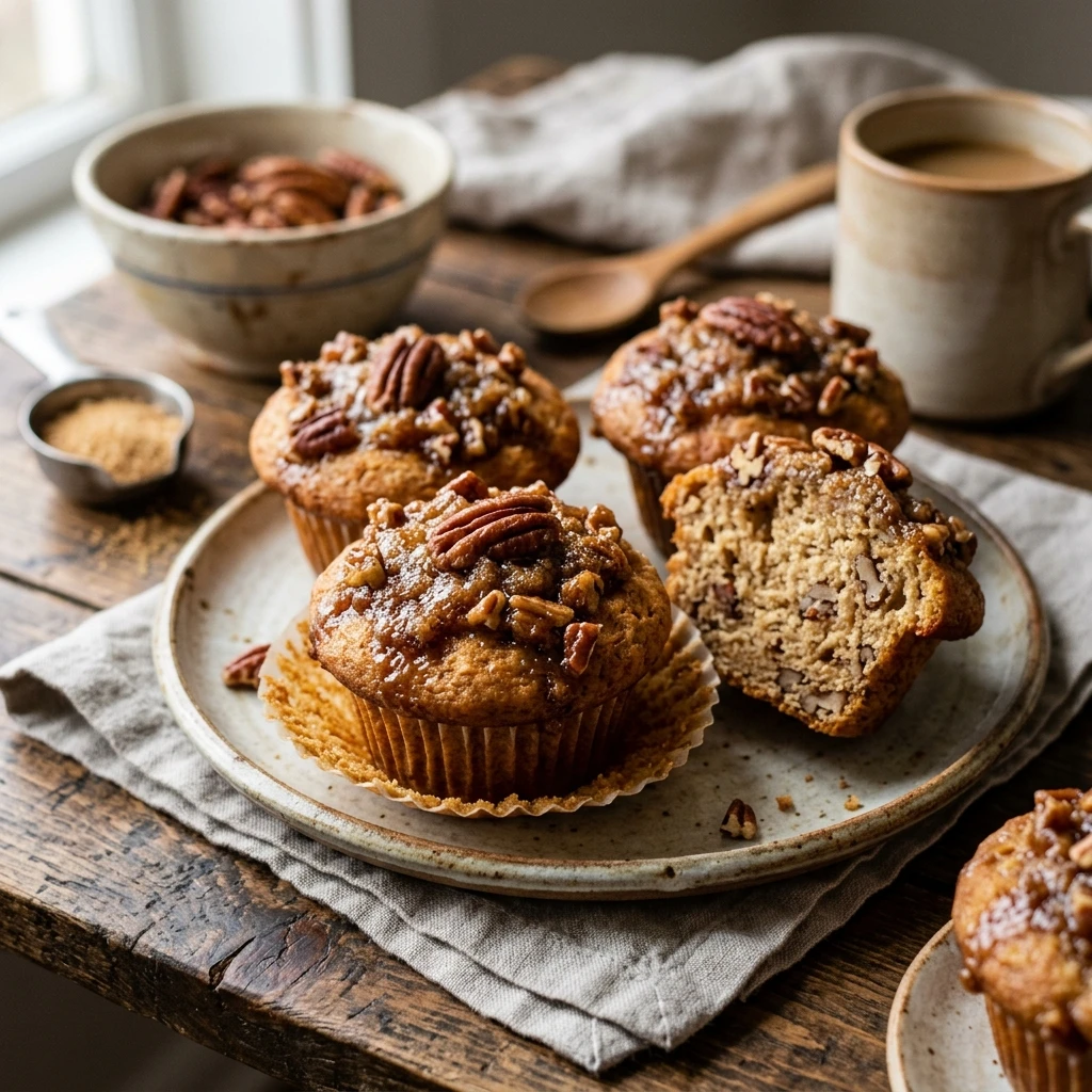 Pecan Pie Muffins with Brown Sugar Topping