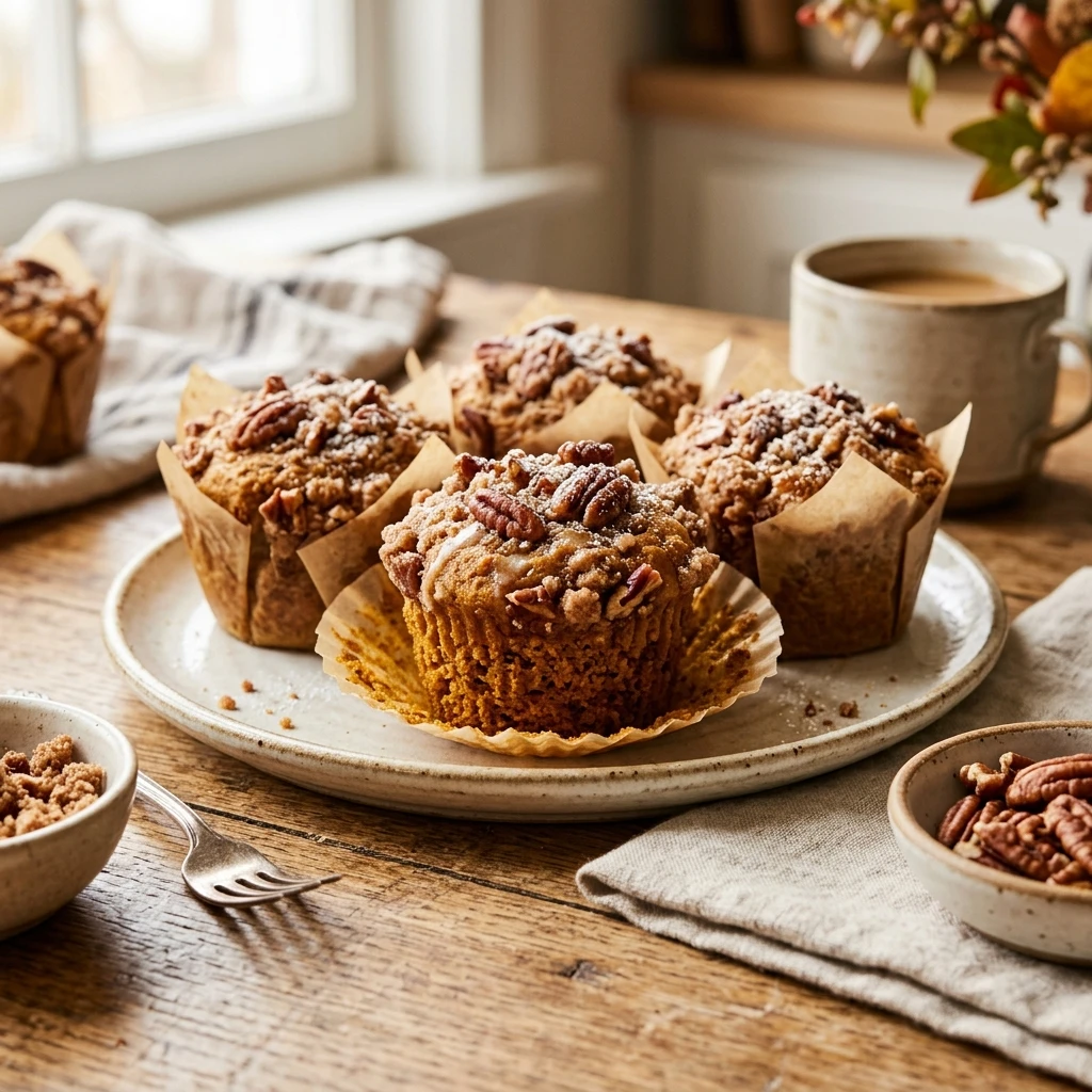 Pecan Pumpkin Coffee Cake Muffins