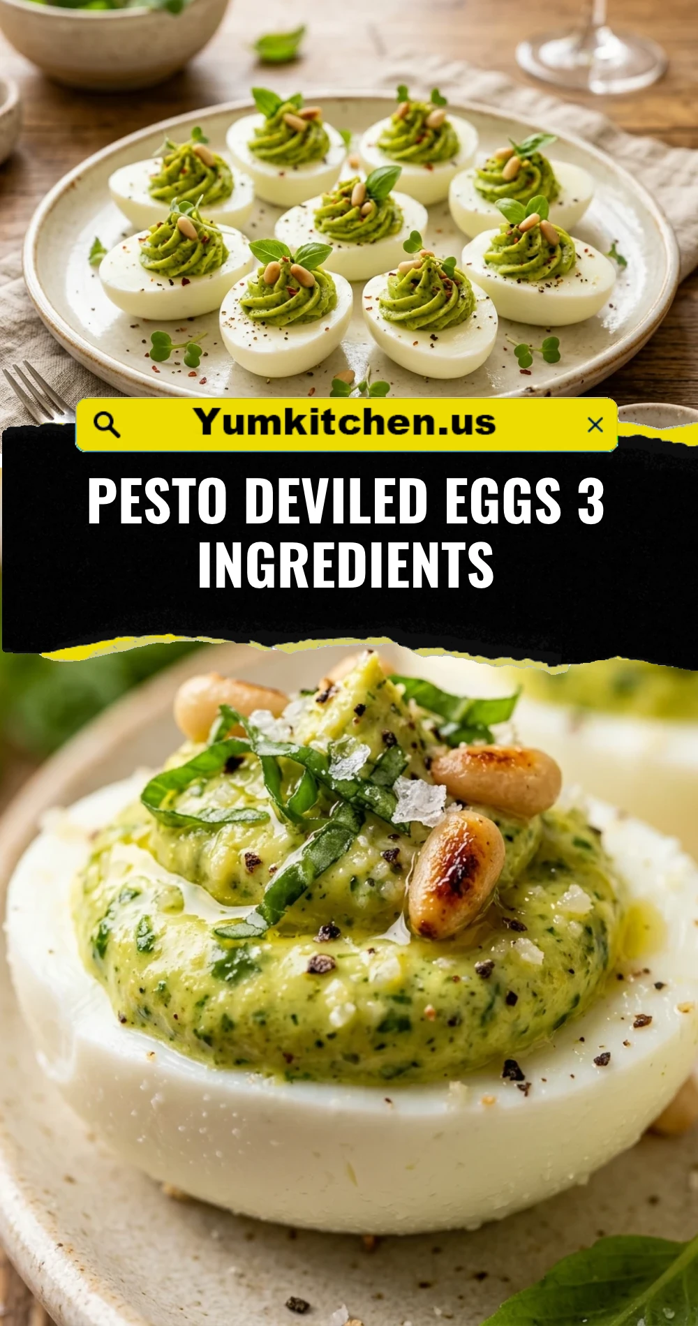 Pesto Deviled Eggs 3 Ingredients