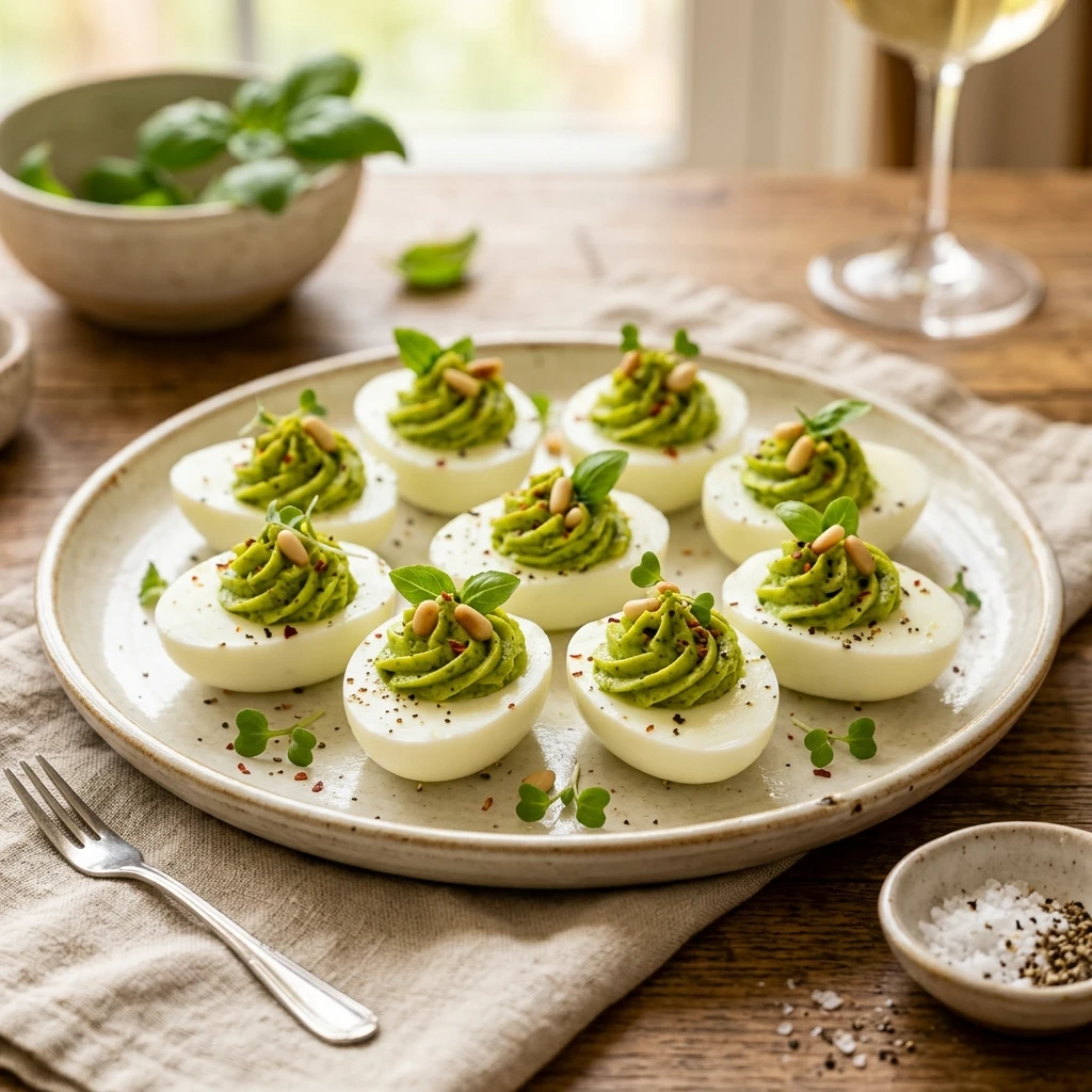 Pesto Deviled Eggs 3 Ingredients