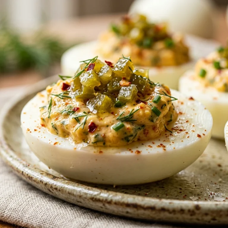 Pickled Jalapeño Deviled Eggs Spicy