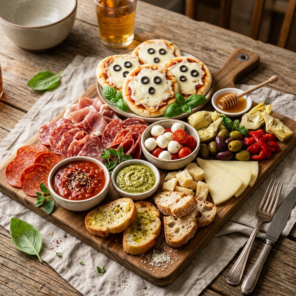 Pizza Charcuterie Board - Deconstructed Ghost Pizza