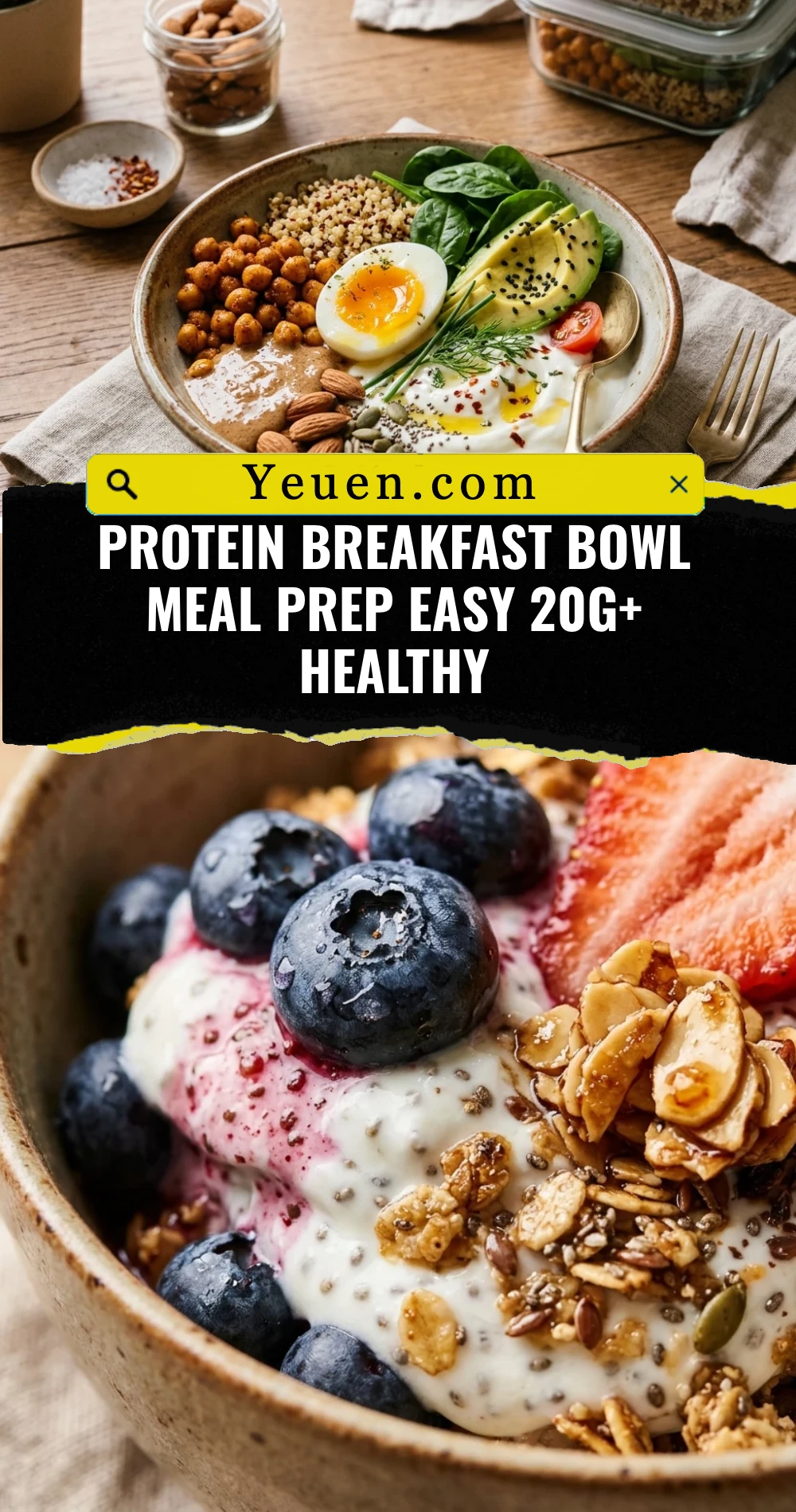 Protein Breakfast Bowl Meal Prep Easy 20g+ Healthy