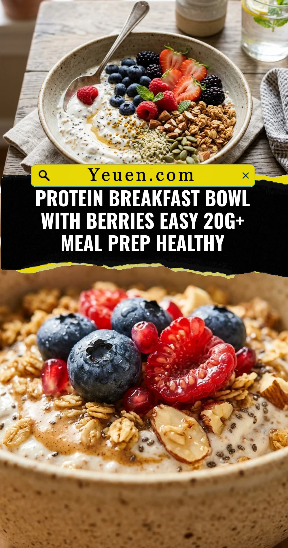 Protein Breakfast Bowl With Berries Easy 20g+ Meal Prep Healthy