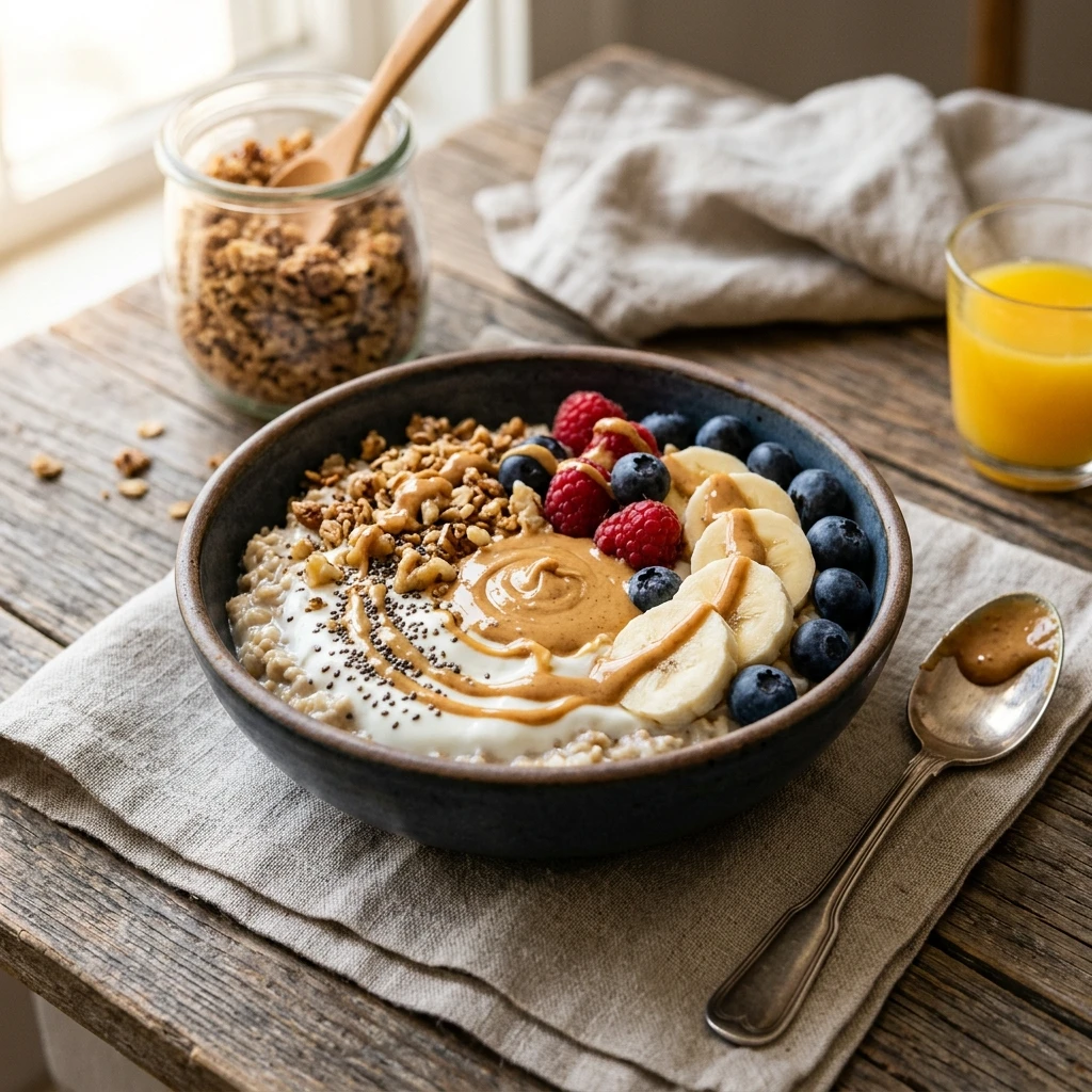 Protein Breakfast Bowl With Peanut Butter Easy 20g+ Meal Prep Healthy