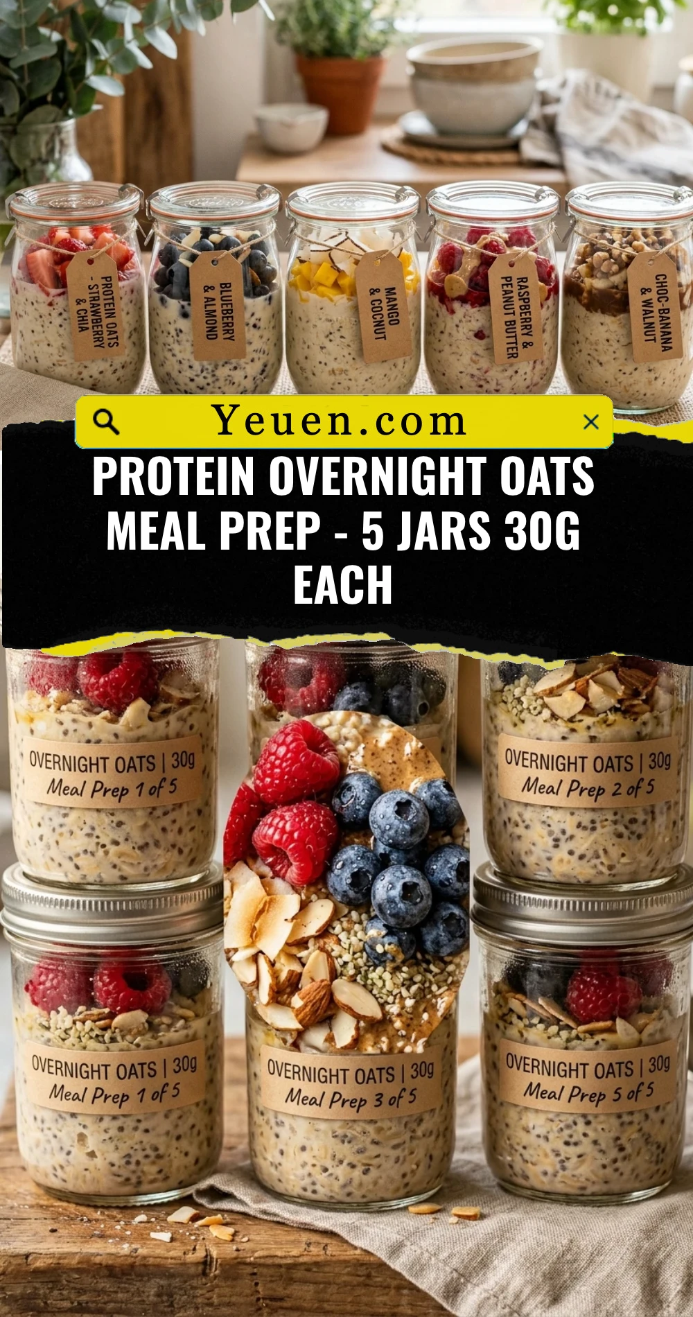 Protein Overnight Oats Meal Prep - 5 Jars 30g Each