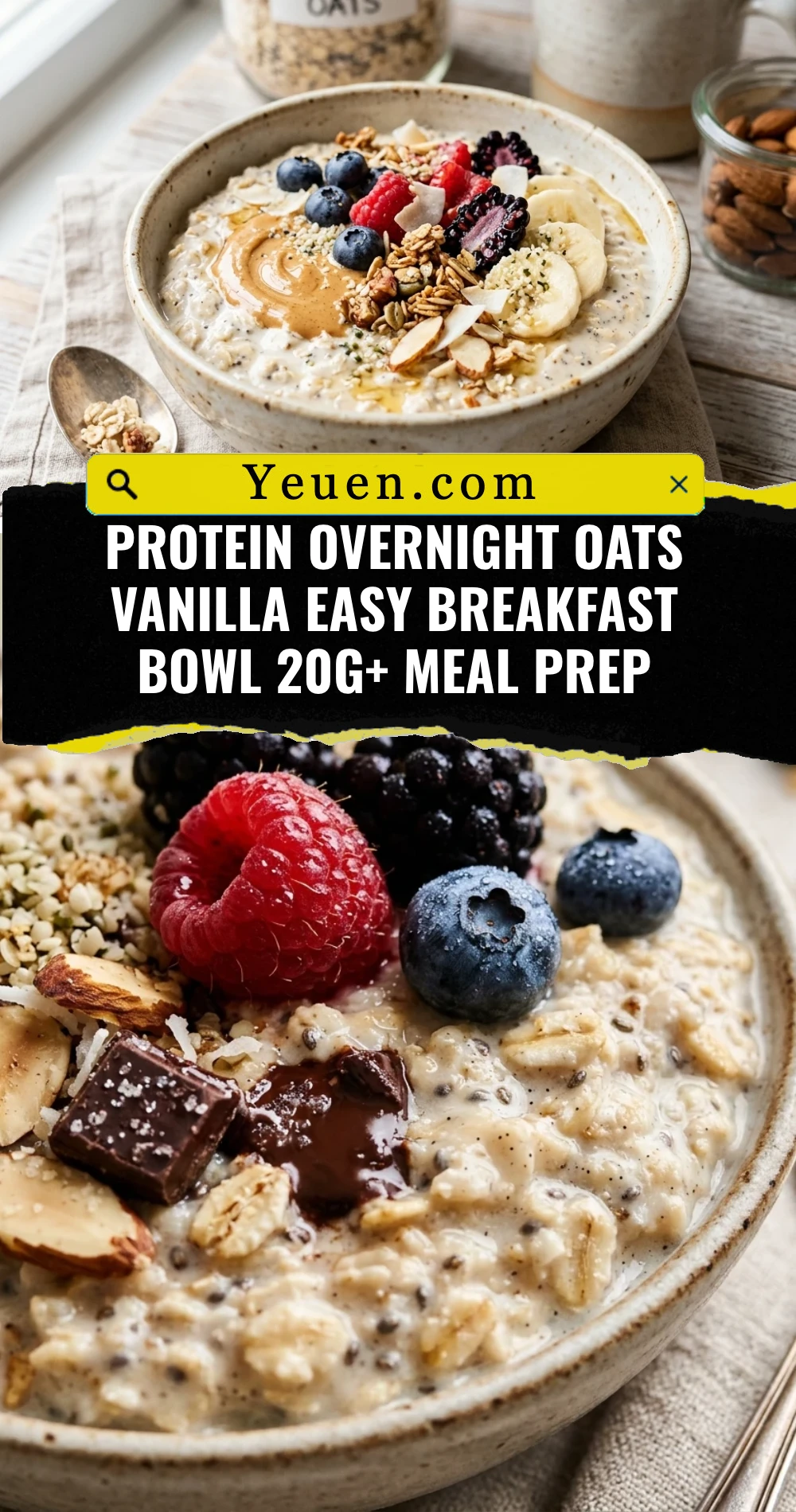 Protein Overnight Oats Vanilla Easy Breakfast Bowl 20g+ Meal Prep