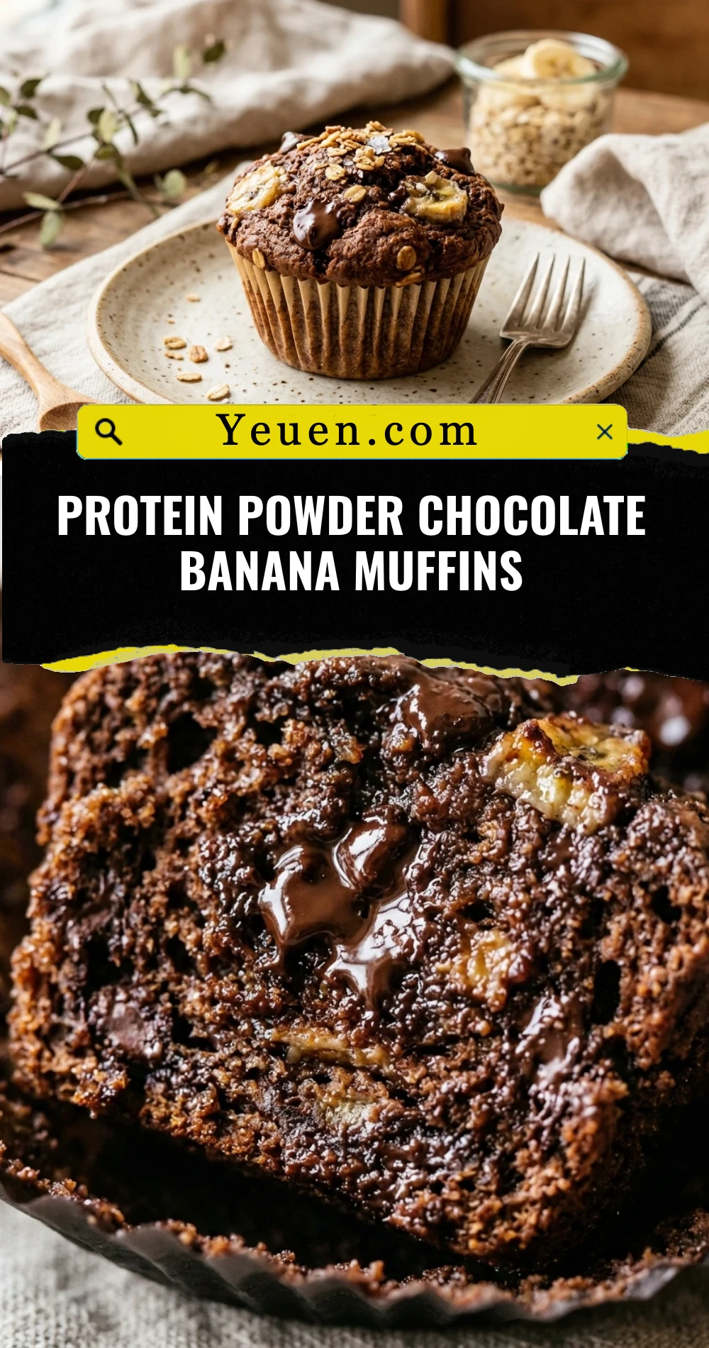 Protein Powder Chocolate Banana Muffins